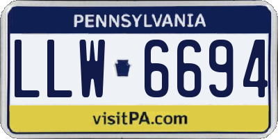 PA license plate LLW6694