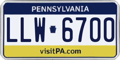PA license plate LLW6700