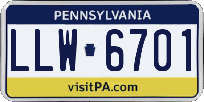 PA license plate LLW6701