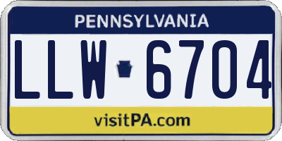 PA license plate LLW6704