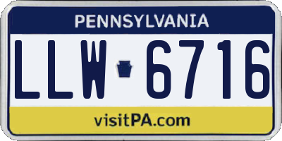 PA license plate LLW6716