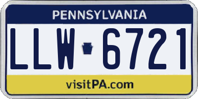 PA license plate LLW6721