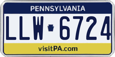 PA license plate LLW6724