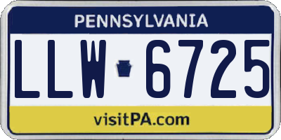 PA license plate LLW6725