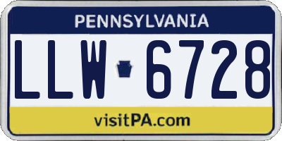 PA license plate LLW6728