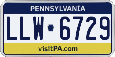 PA license plate LLW6729