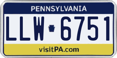 PA license plate LLW6751