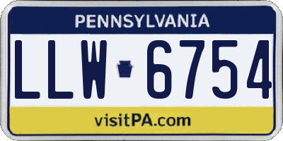 PA license plate LLW6754
