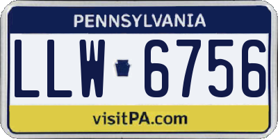 PA license plate LLW6756