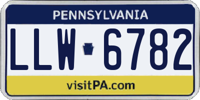 PA license plate LLW6782