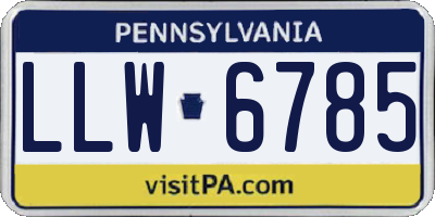 PA license plate LLW6785