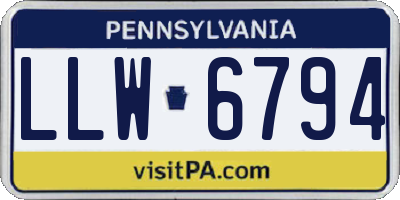PA license plate LLW6794