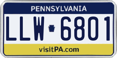 PA license plate LLW6801