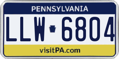 PA license plate LLW6804
