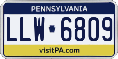 PA license plate LLW6809