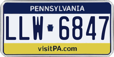 PA license plate LLW6847