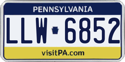 PA license plate LLW6852