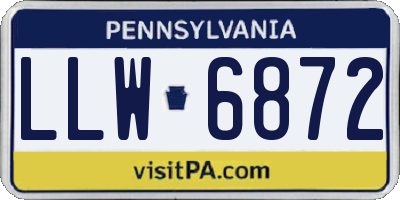 PA license plate LLW6872