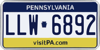 PA license plate LLW6892