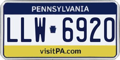 PA license plate LLW6920