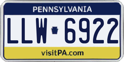 PA license plate LLW6922