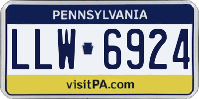PA license plate LLW6924