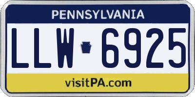 PA license plate LLW6925