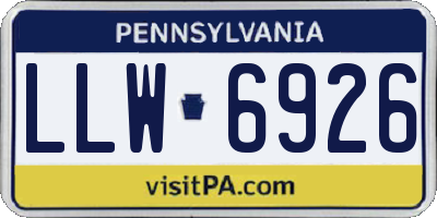 PA license plate LLW6926