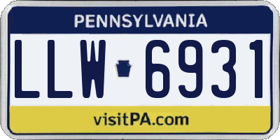 PA license plate LLW6931