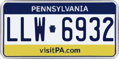 PA license plate LLW6932