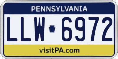 PA license plate LLW6972