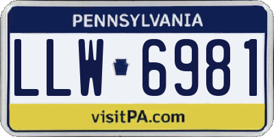 PA license plate LLW6981