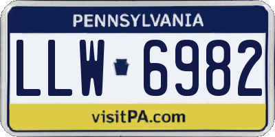 PA license plate LLW6982