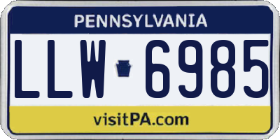 PA license plate LLW6985