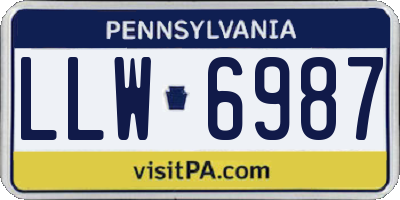 PA license plate LLW6987