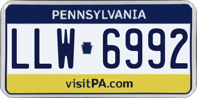 PA license plate LLW6992