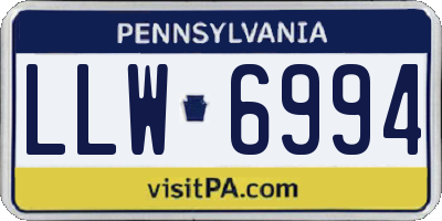 PA license plate LLW6994