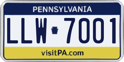PA license plate LLW7001