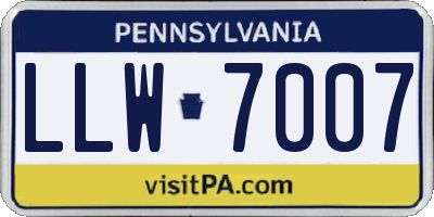 PA license plate LLW7007