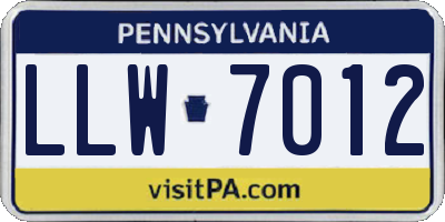 PA license plate LLW7012