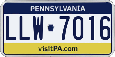 PA license plate LLW7016