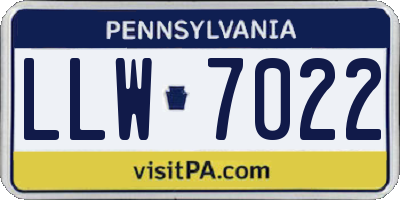 PA license plate LLW7022