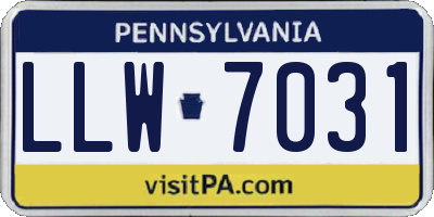 PA license plate LLW7031