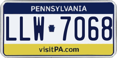 PA license plate LLW7068