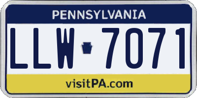 PA license plate LLW7071
