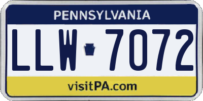 PA license plate LLW7072