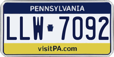 PA license plate LLW7092