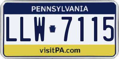 PA license plate LLW7115