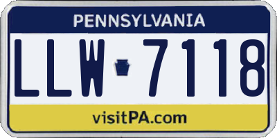 PA license plate LLW7118
