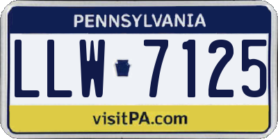 PA license plate LLW7125